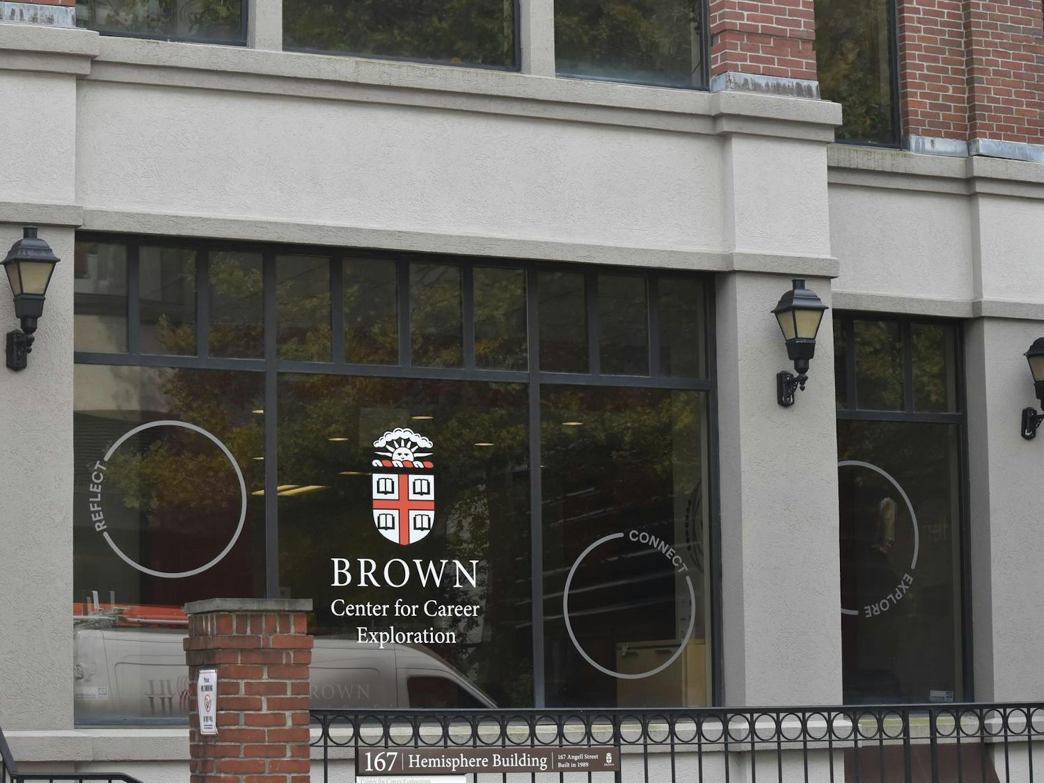 A far-out photo showing the Center for Career Exploration building.