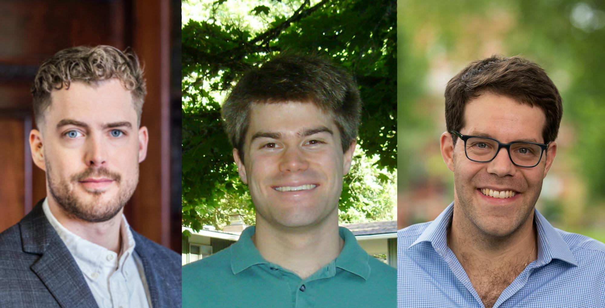 Photos of Brendan Keith (left), Eric Larson (center) and Jonathan Roth (right).