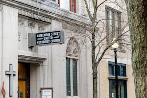 A photo of the entrance of the Mathewson Street United Methodist Church, one of the designated warming centers.
