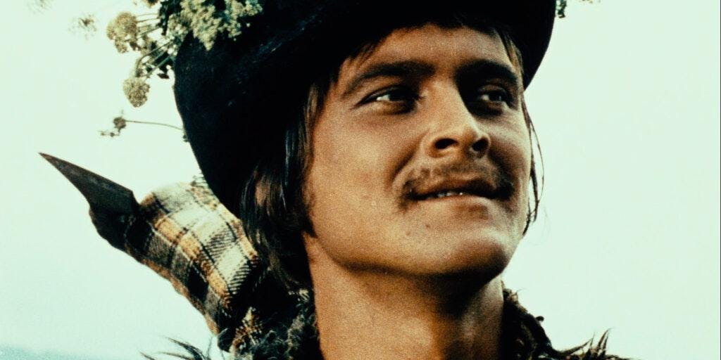 Still from the film "Shadows of Forgotten Ancestors" of a man's face.