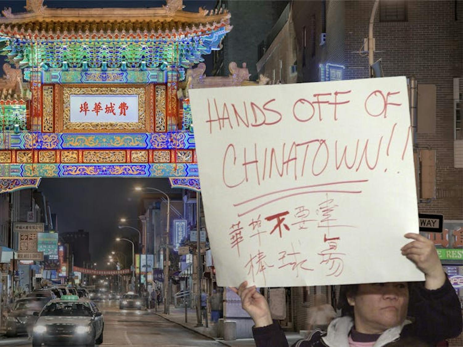 A picture of a protestor outside of Chinatown's gates | Source: 34th Street Magazine 