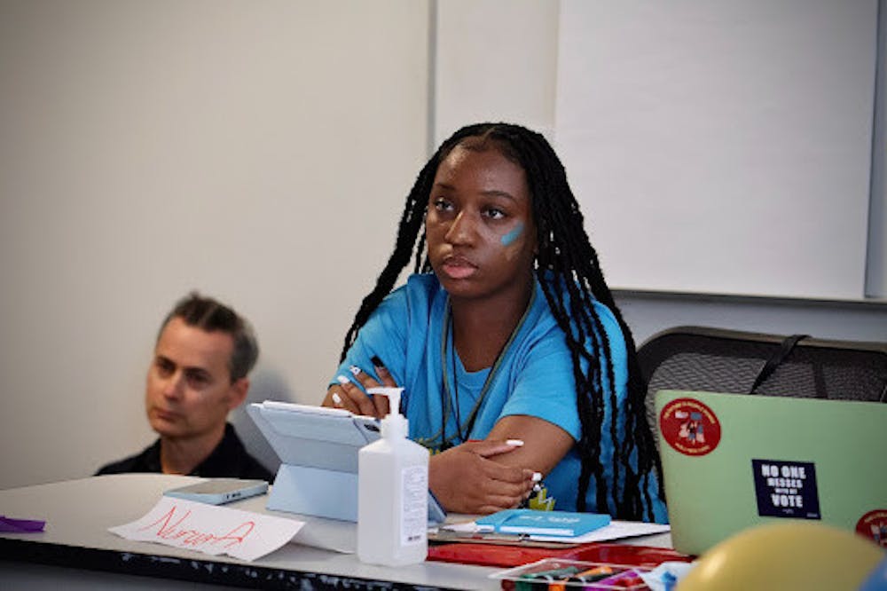 <p>Philly BOLT member speaks in a breakout room at Philly Youth Voices event | (Kasey Shamis/Bullhorn Photographer)﻿</p>
