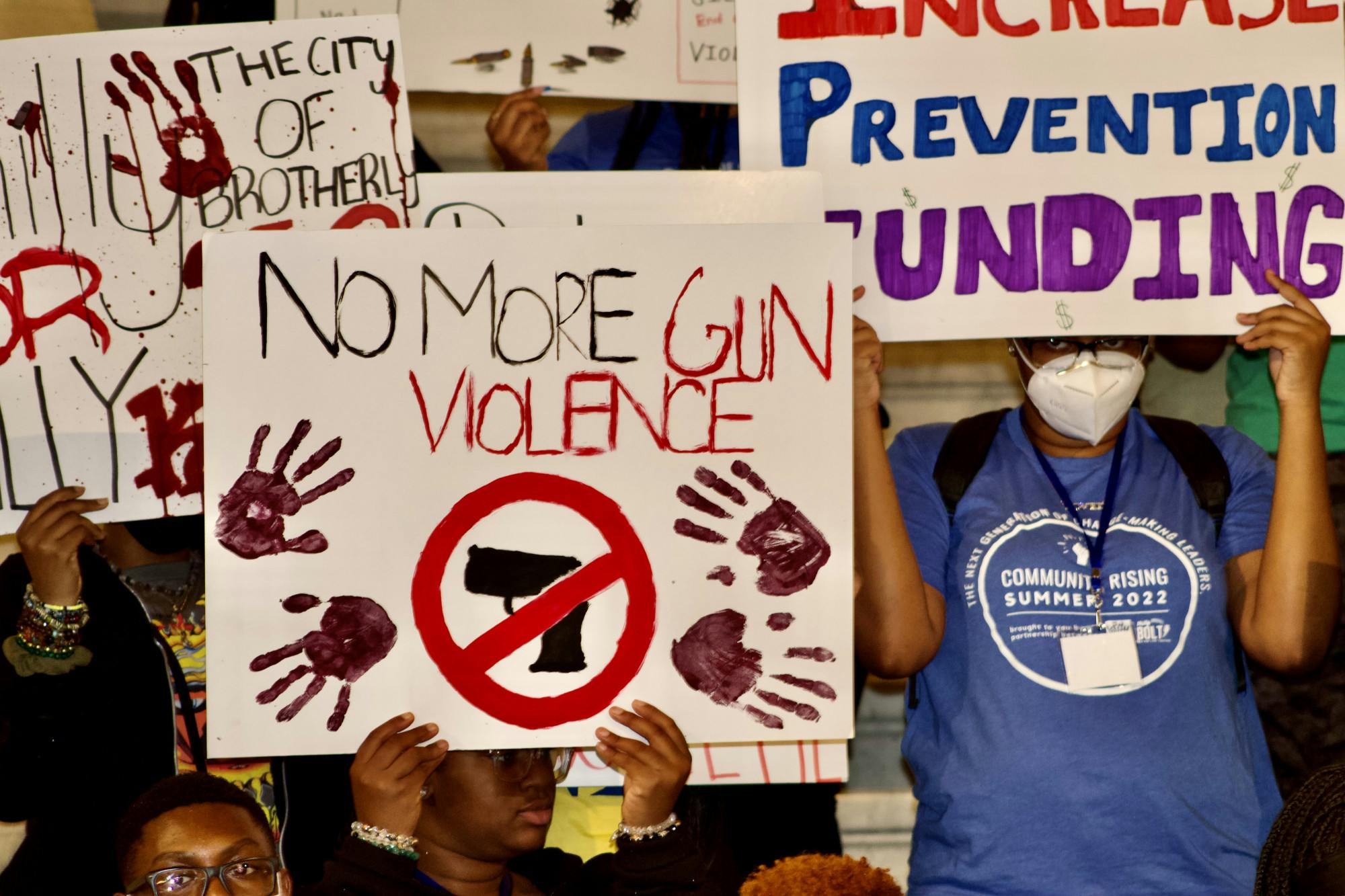 Signs held by students at State Capitol, Harrisburg, PA | (Kasey Shamis/Bullhorn Photographer)