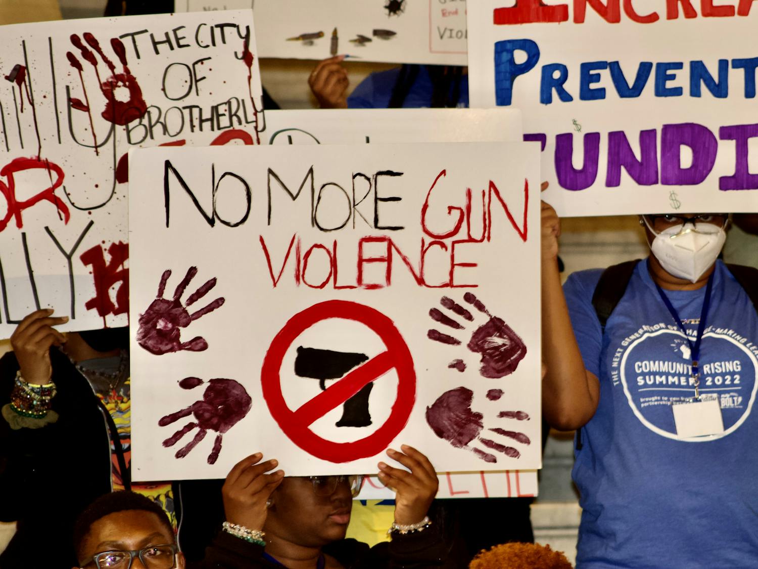 Signs held by students at State Capitol, Harrisburg, PA | (Kasey Shamis/Bullhorn Photographer)