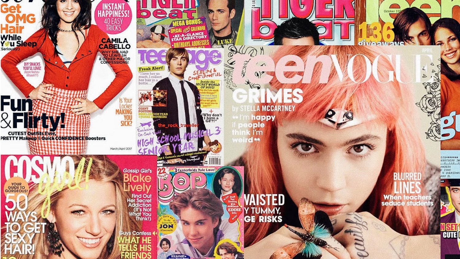 Photo illustration by Slate. Images by Seventeen, CosmoGirl, Tiger Beat, Teen Vogue, Teen and Bop Magazines.