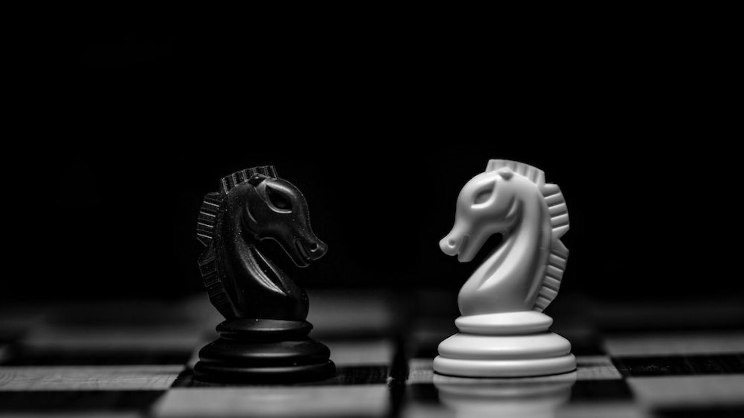 Opposing knights on a chessboard | Source: Hassan Pasha on Unsplash