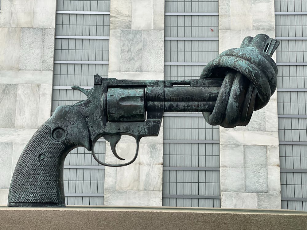<p>Gun violence sculpture depicting deeper message in relation to what guns have done to our society | Source: Unsplash</p>