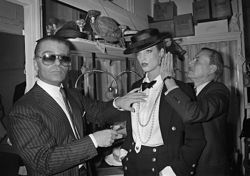 Karl Lagerfeld working with Chanel in 1983. 