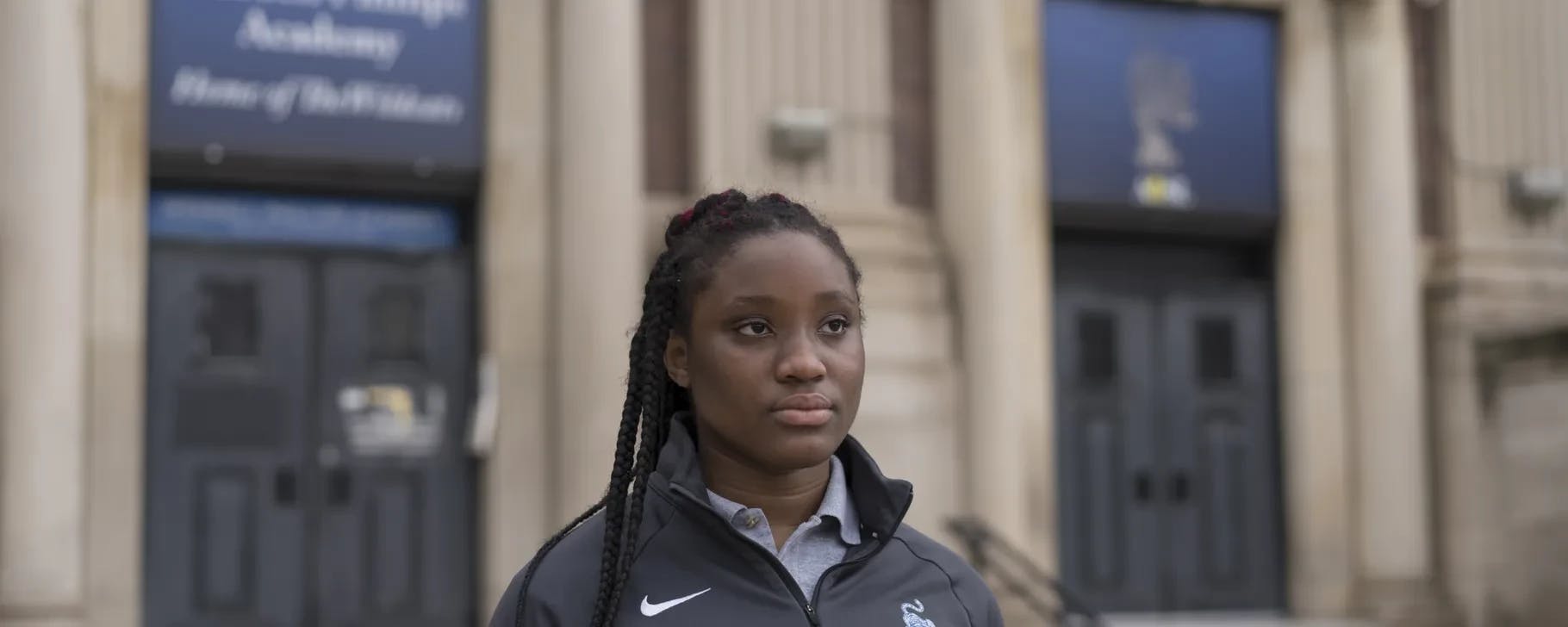 “Our broken building and the challenges that make daily living and learning so much harder aren’t the only things that define Phillips,” writes Ajibola Junaid, a Wendell Phillips Academy High School senior. | Youngrae Kim for Chalkbeat