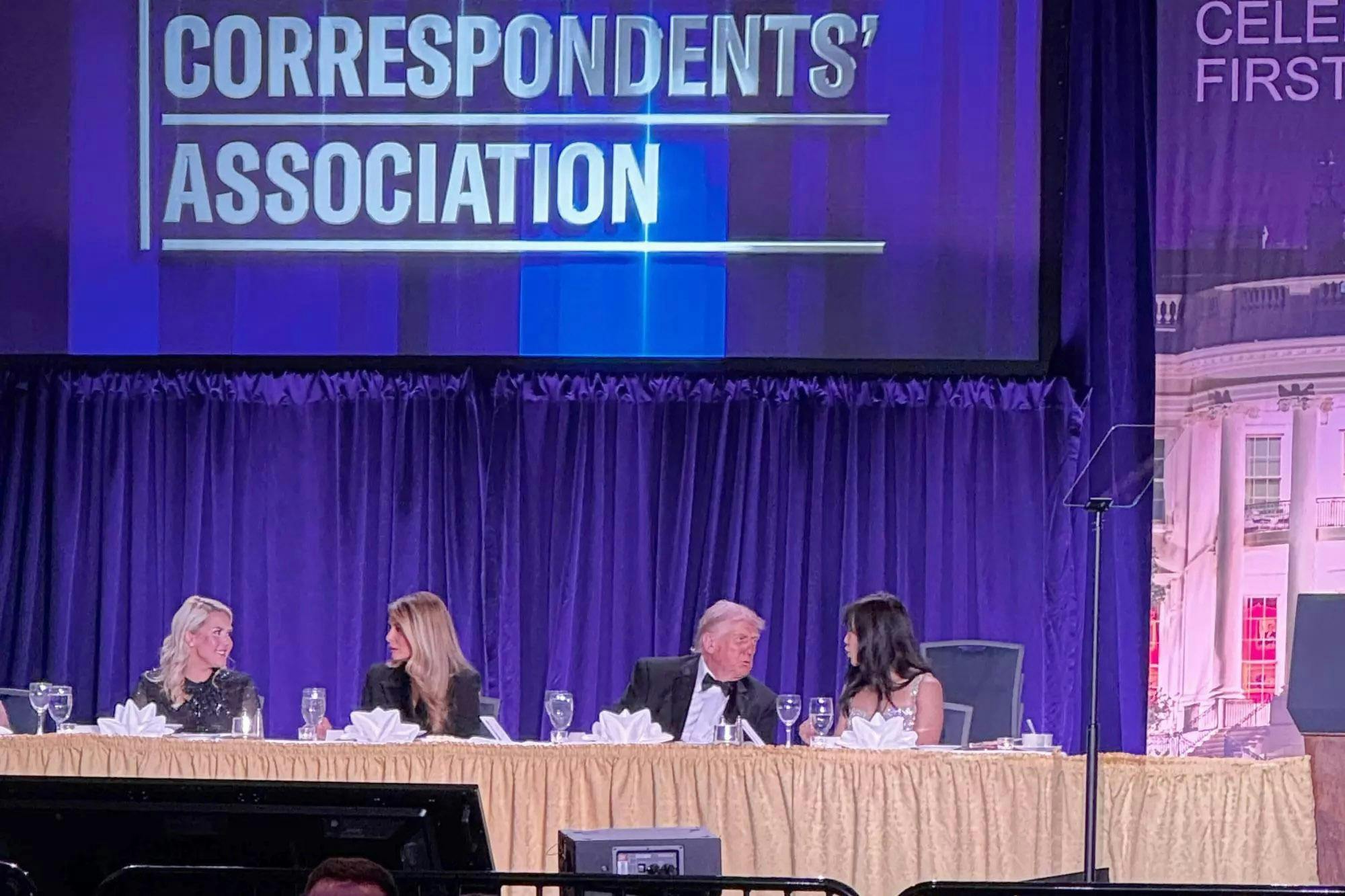 President Donald Trump and first lady Melanie Trump attend the White House Correspondents' Association dinner in Washington, D.C., on Saturday, April 25, 2026. Later in the evening, guests heard gunshots and were evacuated, including the Trumps. (Gavin Quinton/Los Angeles Times/TNS)