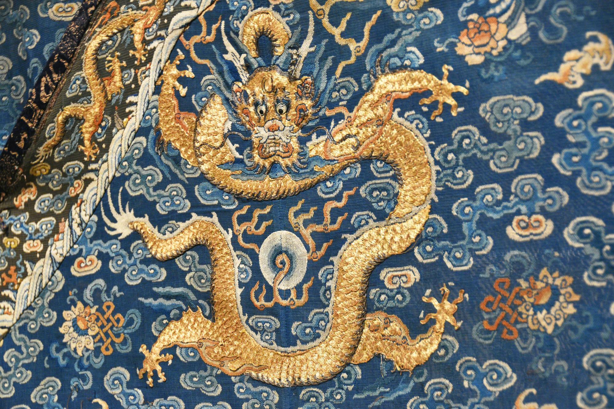 Manchu Man's Semiformal Court Robe (Jifu) on display Sept. 29 in the David Owsley Museum of Art. The robe comes from the Qing Dynasty in China and is dated 1750-1870. Ella Howell, DN. 