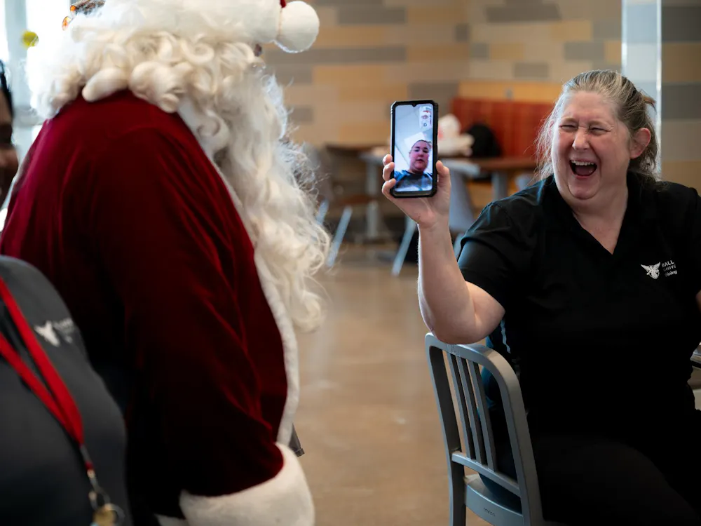 An individual dressed as Santa Claus visited Ball State's North Dining Hall Dec. 3 to spread holiday cheer to students and staff. Check out the photos here!