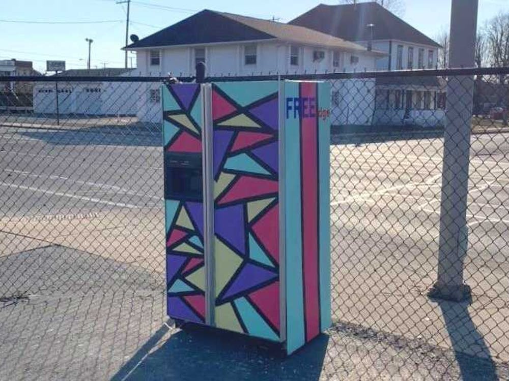The original &quot;ReFreeGerator&quot; sits on the south side of Muncie fully stocked with nonperishable foods for community members to take. Five students from Muncie Central High School and Burris Laboratory School painted a second refrigerator after the first was stolen. Shafer Leadership Academy, Photo Provided