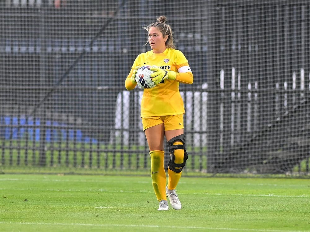 Ball State sophomore goalkeeper Bethany Moser handling the ball in the Cardinal's 3-0 loss to Kentucky. Ball State returns to the field Aug. 21 against Queens University. Joe Gilbert, photo courtesy.
