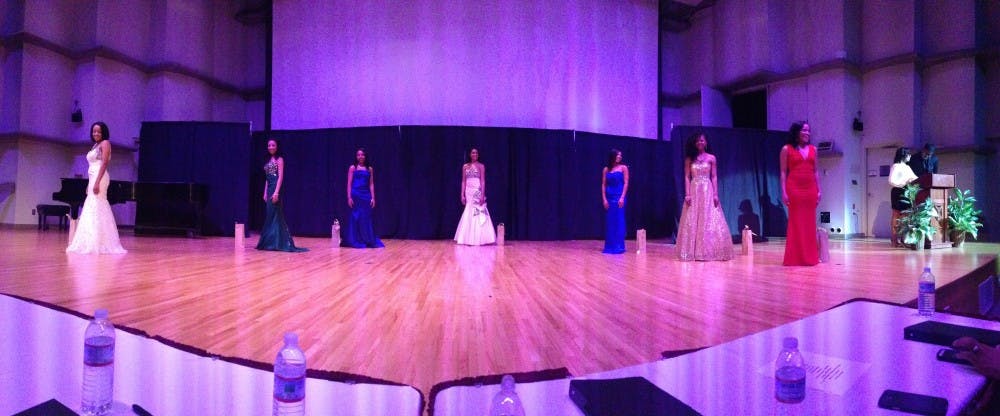 Seven women competed at the annual Miss Black and Gold pageant Feb. 7 at Pruis Hall. Junior chemistry education major Justine Griffin received the title of Miss Black and Gold. PHOTO PROVIDED BY LORI BYERS 