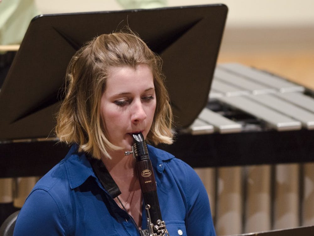Stephanie Meyer plays the clarinet on May 1 with the Brazilian Ensemble at John J. Pruis Hall. The coordinator of the Ensemble was Bruno Carera, who arranged the music. Stephanie Amador // DN 