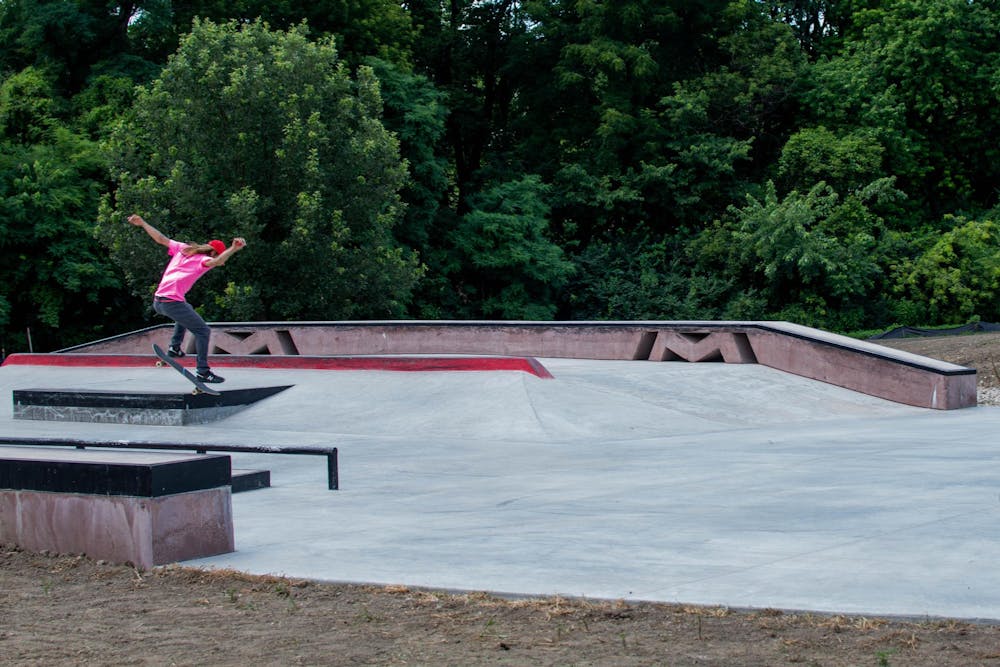 A photograph taken of skaters at Westside Skatepark in Muncie, Indiana, July 10 2025. Kylee White, DN. 
