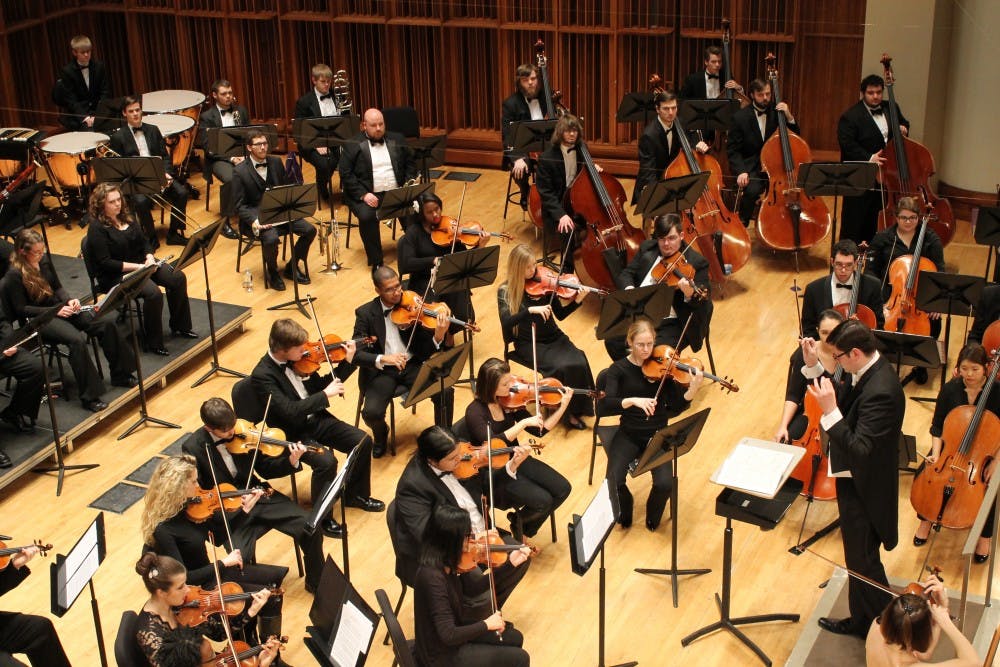<p>Ball State's Symphony Orchestra, an all-student orchestra conducted by Douglas Droste, will perform on&nbsp;Jan. 31 at 7:30 p.m.&nbsp;in Sursa Performance Hall. The performance will feature 75 student musicians.&nbsp;<i style="background-color: initial;">Arianna&nbsp;Torres // DN File</i></p>