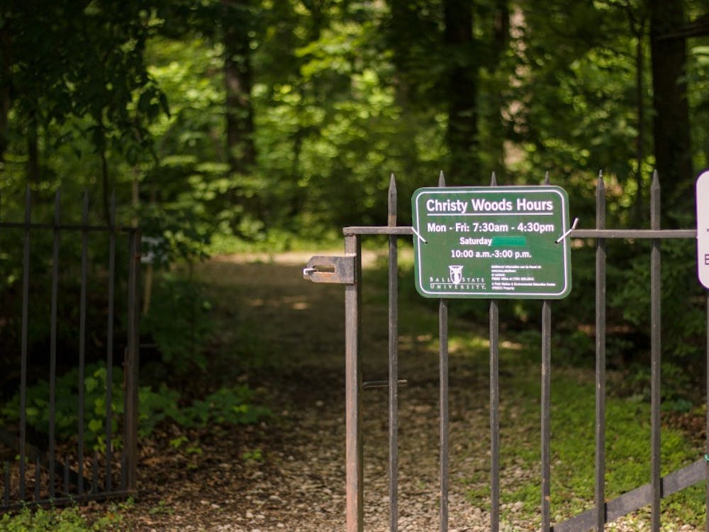Christy Woods is is an outdoor teaching laboratory for Ball State students and the community. There are bulletin boards, an open wood shelter and an indoor classroom available for nature education. Carlee Ellison, DN