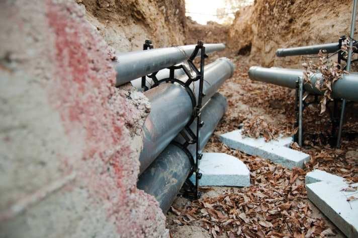 Pipes for the geothermal project at Ball State University are installed in the ground to pump hot and cold water throughout campus in October, 2010. DN FILE PHOTO