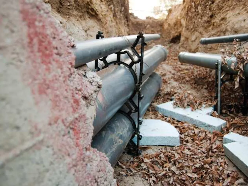 Pipes for the geothermal project at Ball State University are installed in the ground to pump hot and cold water throughout campus in October, 2010. DN FILE PHOTO