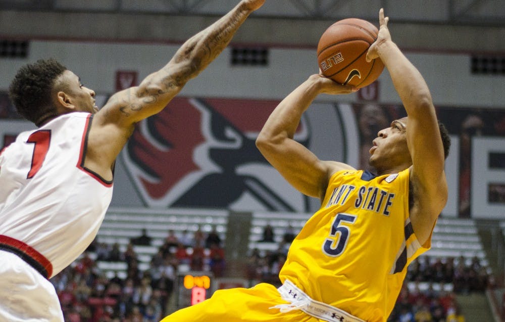Redshirt junior guard Kellon Thomas attempts to get a basket during the game against Ball State on Jan. 19 at Worthen Arena. DN PHOTO BREANNA DAUGHERTY