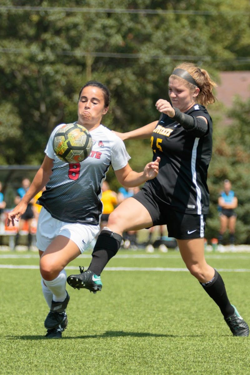 Ball State field hockey plays against Appalachian State at the Briner Sports Complex on Aug. 27. The Cardinals tied the game 1-1.