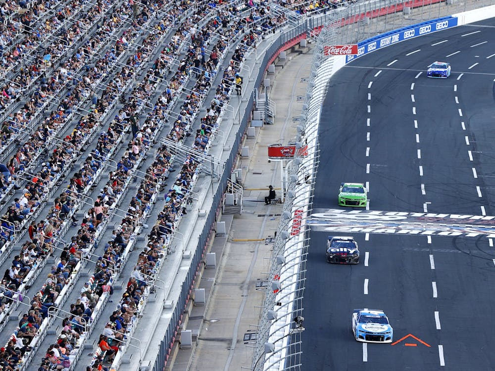 The grandstands are full during the NASCAR Cup Series Coca-Cola 600 at Charlotte Motor Speedway on May 30, 2021, in Concord, North Carolina. (Maddie Meyer/Getty Images/TNS)