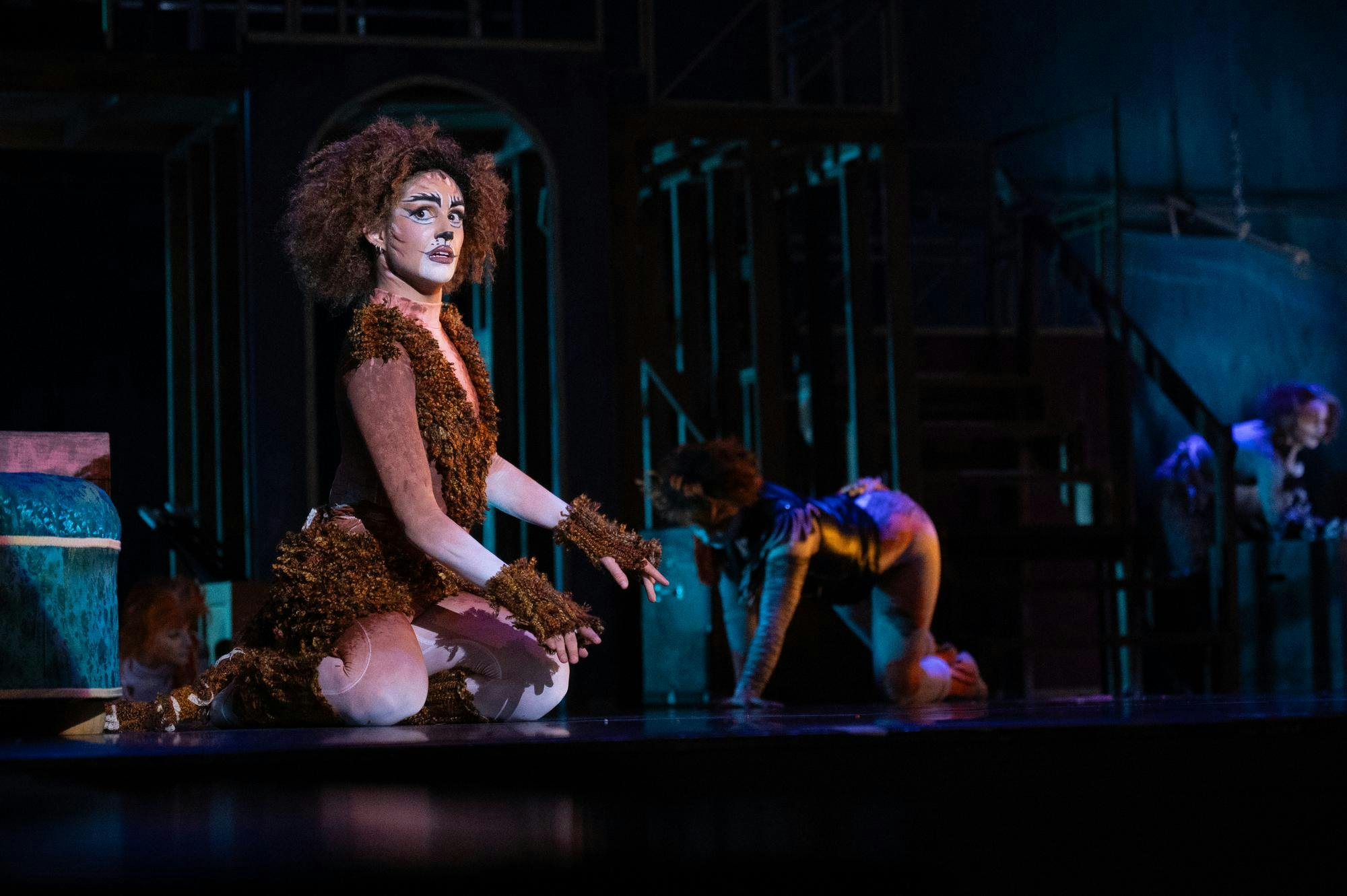 Ball State Department of Theatre and Dance performers, pit musicians, and crew members practice during their dress rehearsal on March 18 for their opening night in Emens Auditorium. This was the first  dress rehearsal where the performers were in full costume, makeup, and wigs before their opening night. The CATS musical will run from Friday, March 20 to Sunday, March 22. Ball State students can reserve tickets for the production online or by visiting the Emens Auditorium Box Office.