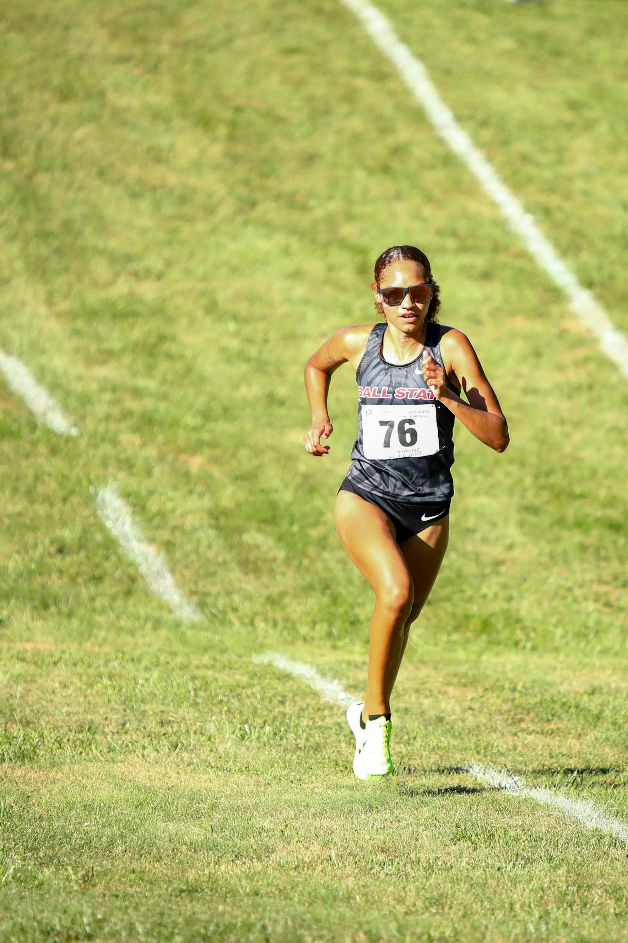 Junior Jessica Velez running her 5k at the We Fly Ball State Inv