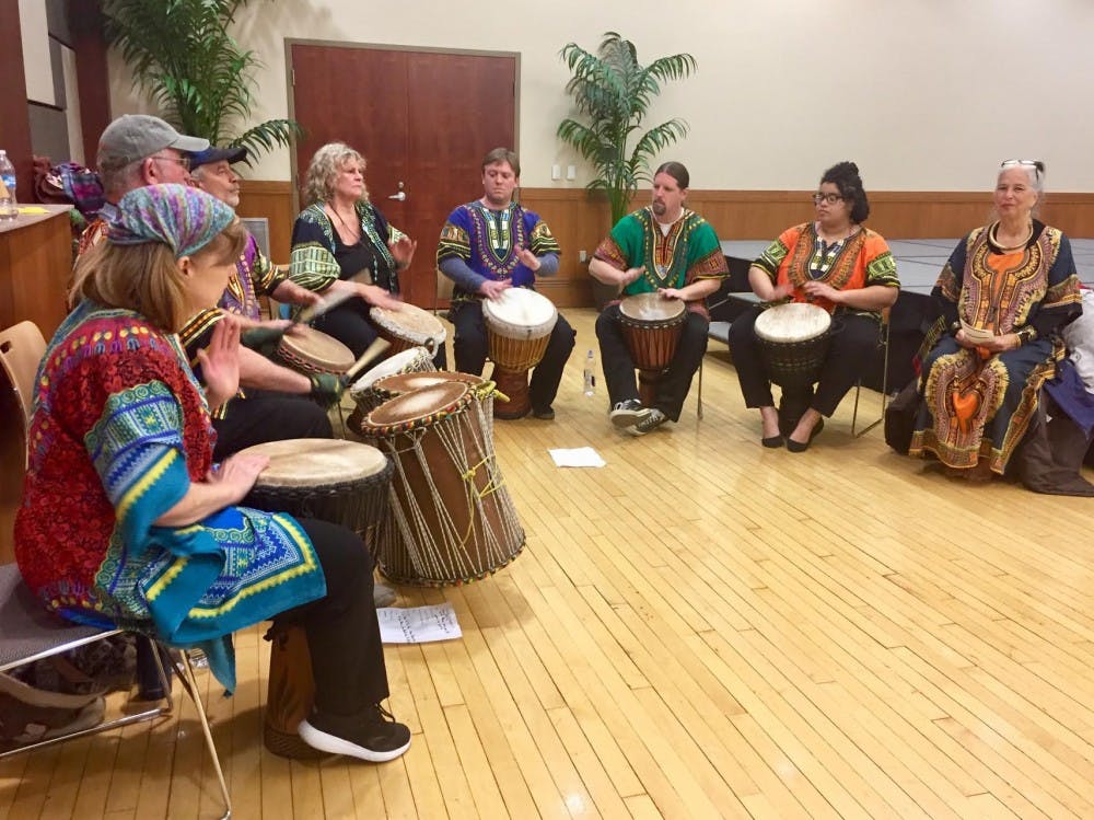 <p>The Shamaniacs Drummers performed during a Kwanza celebration at the L.A. Pittenger Student Center Tuesday, Dec. 5. <strong>Liz Rieth, DN Photo</strong></p>