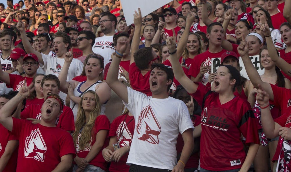 The crowd cheers during the football game against Virginia Military Institute on Sept. 3 at Schuemann Stadium DN PHOTO MAKAYLA JOHNSON