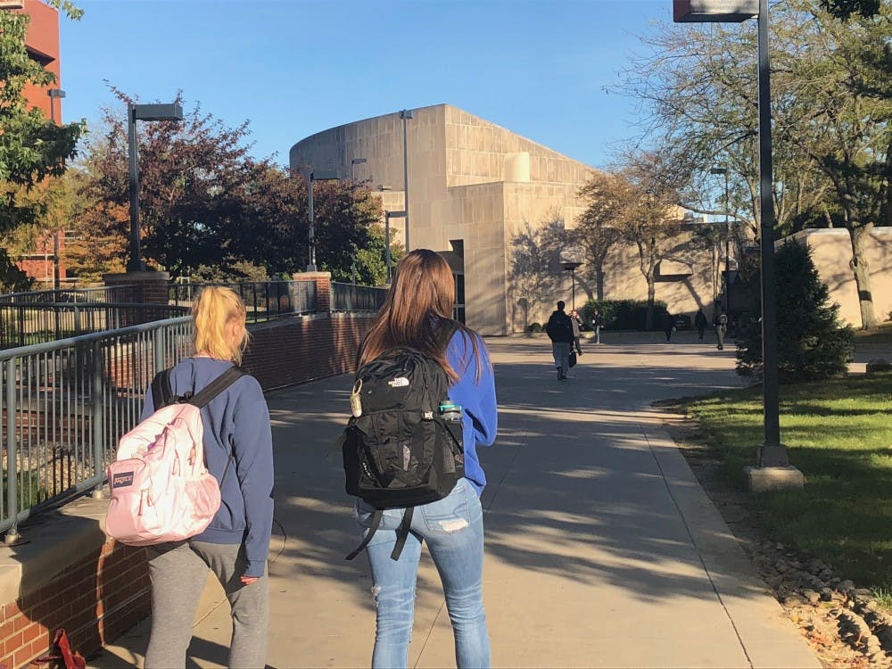 Students walk to class Oct. 24. Many Ball State community members took to Twitter to express their disdain for the odor that permeated the fall air. &nbsp;Sara Barker, DN