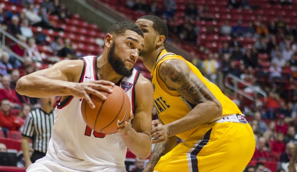Ball State forward Franko House takes it to the basket in a game against Kent State earlier this season.&nbsp;House had 16 points in a comeback victory over Bowling Green on Feb. 2. DN PHOTO BREANNA DAUGHERTY
