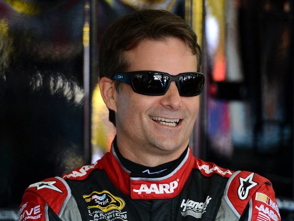 NASCAR Sprint Cup Series driver Jeff Gordon waits in the garage prior to practice at Charlotte Motor Speedway in Concord, N.C., on Friday, May 16, 2014. (Jeff Siner/Charlotte Observer/MCT)