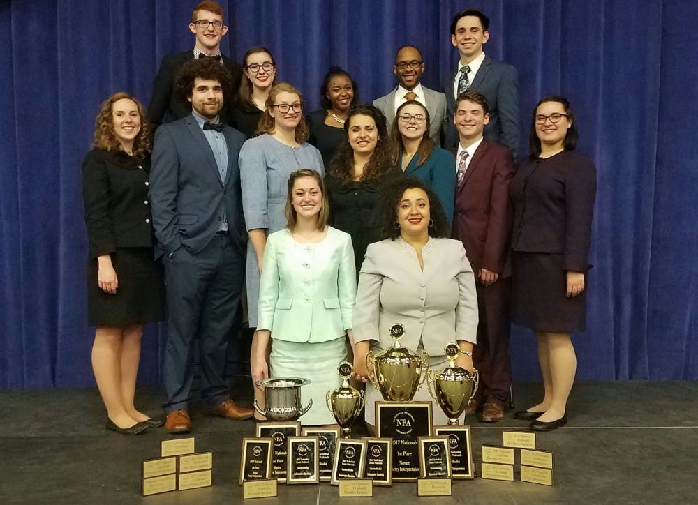 <p>The Ball State Speech team finished in 6th place at the National Forensic Association National Championship Tournament this weekend. For the 6th year in a row, the team placed in the top ten schools at the NFA tournament. Ball State Speech Team Facebook // Photo Courtesy</p>