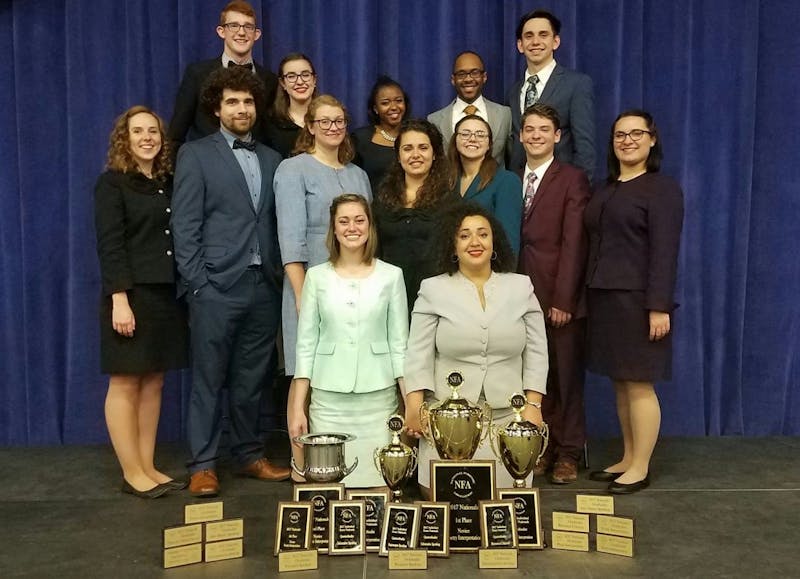The Ball State Speech team finished in 6th place at the National Forensic Association National Championship Tournament this weekend. For the 6th year in a row, the team placed in the top ten schools at the NFA tournament. Ball State Speech Team Facebook // Photo Courtesy