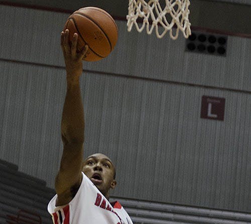 Senior guard Jauwan Scaife attempts the layup against Central Michigan at Worthen Arena on Feb. 27. Scaife scored a career high during the game with 34 points. DN PHOTO MARCEY BURTON