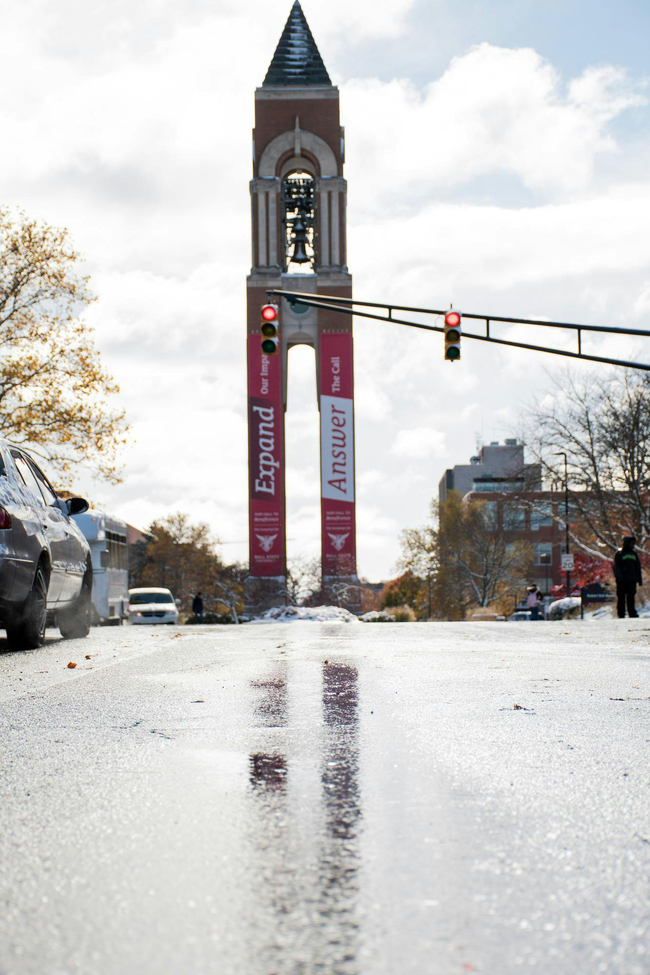 Ball State's campus sees first snow of the season - Cardinal Media