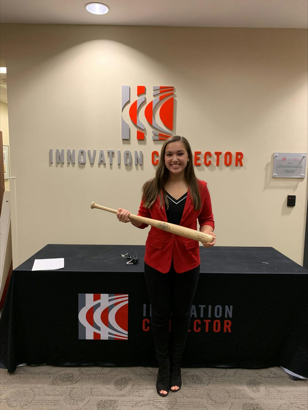 <p>Teah Mirabelli, fourth-year theatre major, holds a bat representing her win at the Big Idea Pitch. Mirabelli got third place in the pitch for her magnetic nail business Nov. 2020. Teah Mirabelli, Photo Provided.</p><p><br/></p>