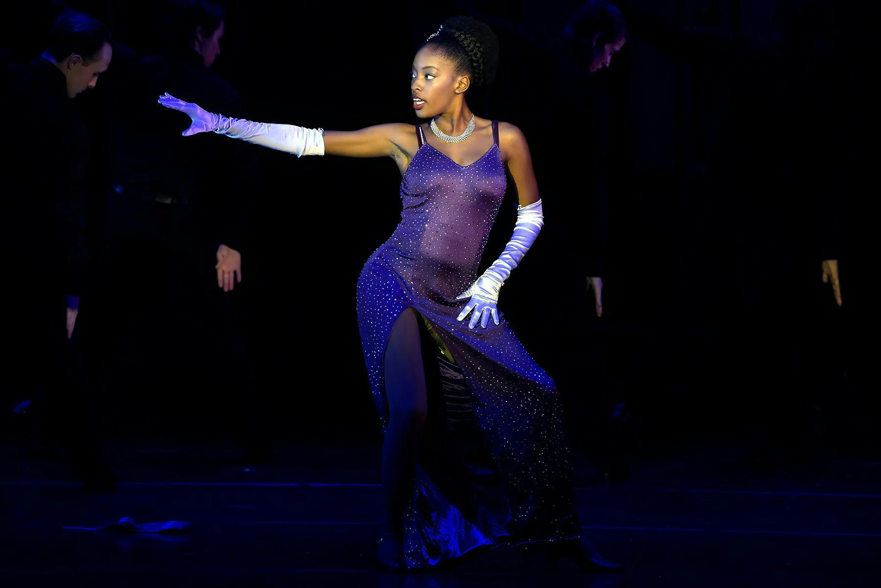 Kayla Davion performing in Ball State's Department of Theatre and Dance’s production of&nbsp;“Swing” in 2016. The 2017 Ball State alumna made history by becoming the first Ball State student to book a Broadway show before graduating. Kip Shawger, Photo Provided