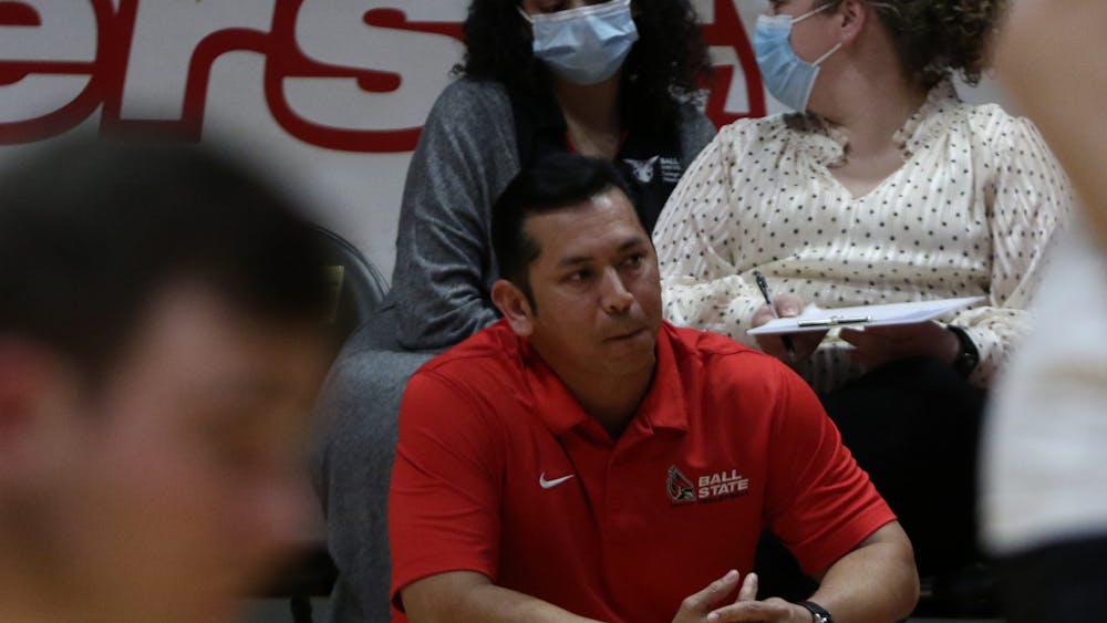 Ball State Men's Volleyball Head Coach Donan Cruz watches the game against Lindenwood Feb. 24 at Worthen Arena. Jamie Howell DN