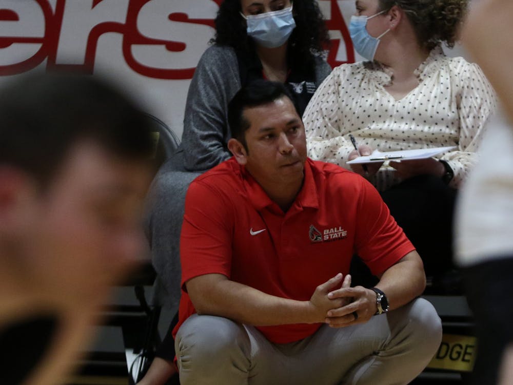 Ball State Men's Volleyball Head Coach Donan Cruz watches the game against Lindenwood Feb. 24 at Worthen Arena. Jamie Howell DN