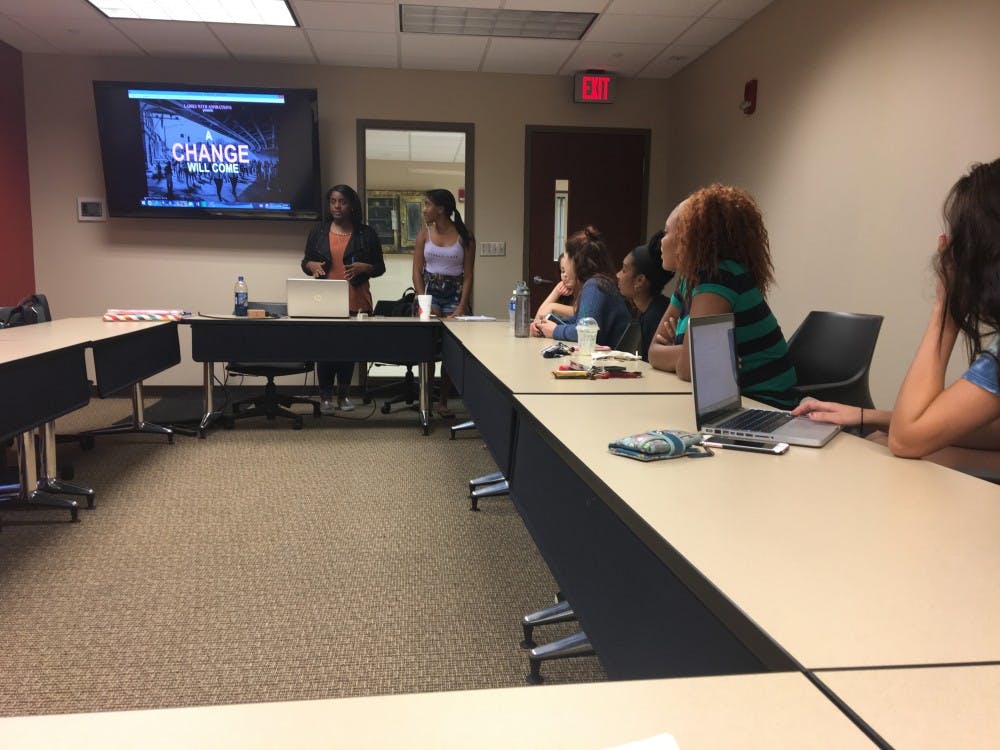 <p>Ladies with Aspirations was created after&nbsp;president Logyn Maul realized there wasn't an organization that encompassed students of all races and ethnicities. LWA hosted "A Change Will Come" on Oct. 5 to&nbsp;talk&nbsp;about police brutality, hoping to education students on the issues.&nbsp;<em>Mary Freda // DN</em></p>