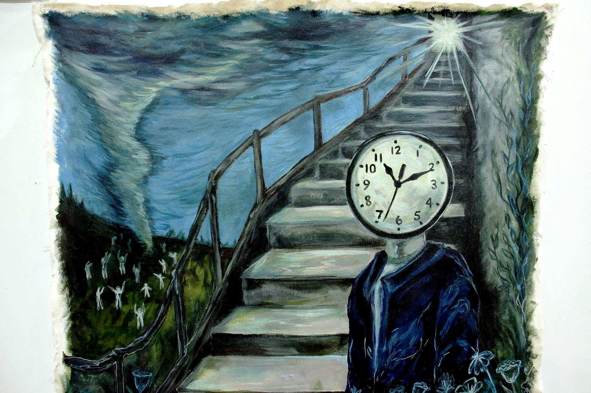 Artwork by student Taylor Woodruff displayed during the "Art of Caring" show bidding April 10 in Ball State's Art and Journalism building on Ball State University's campus in Muncie, Ind. Woodruff had a hand in planning the show. Katherine Hill, DN