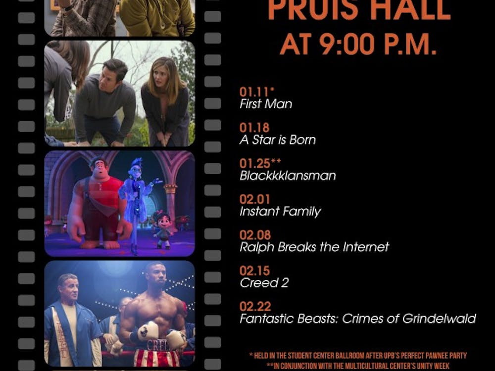 The University Program Board has listed its schedule for the spring 2019 semester. The films will be showed Friday nights at 9 p.m. in Pruis Hall. 