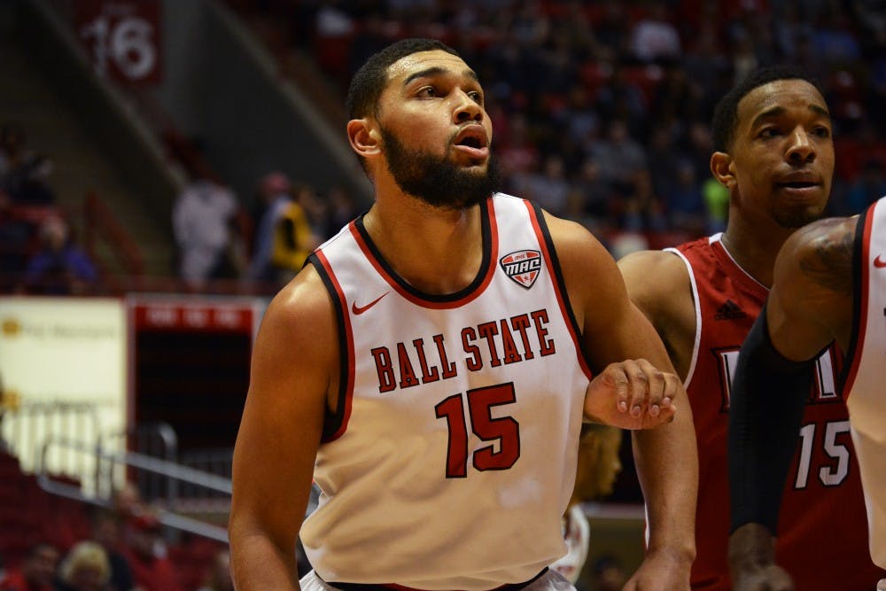 Junior forward Franko House playing defense during the game against Northern Illinois on Feb. 19 in Worthen Arena. DN PHOTO KORINA VALENZUELA