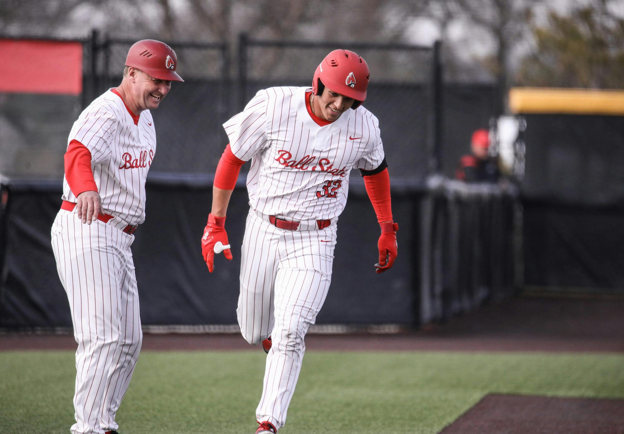 Sophomore catcher Hunter Dobbins runs the bases after hitting his second home run in a game against Bellarmine on April 4 at First Merchants Ballpark Complex. Dobbins had two runs and one RBI. Katelyn Howell, DN