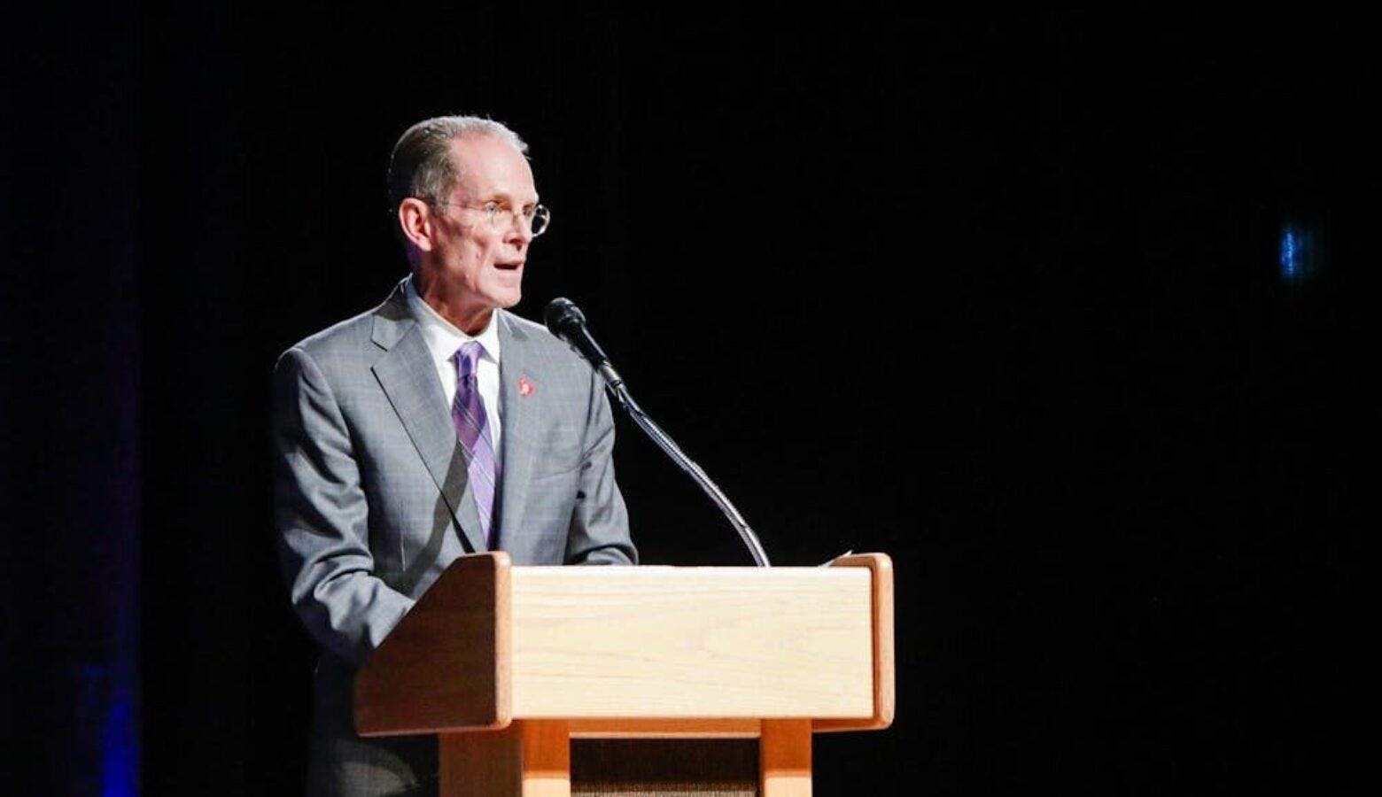 Ball State University President Geoffrey Mearns is named as the defendant in the lawsuit. (Andrew Berger, The Daily News)