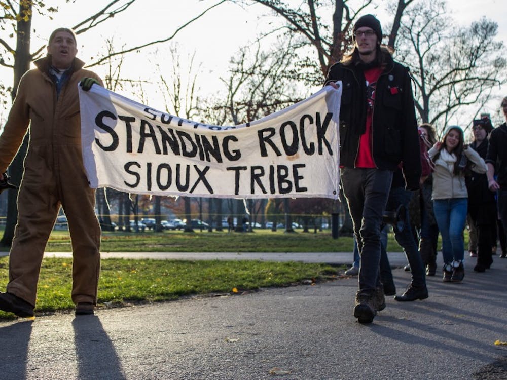 Ball State's Progressive Student Alliance led a march across campus on Dec. 5 in support of Standing Rock and the halt on construction of the Dakota Access Pipeline. The march was co-sponsored by the Ethnic Theatre Alliance, Men and Women of Color, Ball State's Call To Action, BSU Feminists for Action and the Delaware County Green Party. Grace Ramey // DN